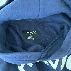 Hurley Navy Pullover Hoodie with White Logo Detail
